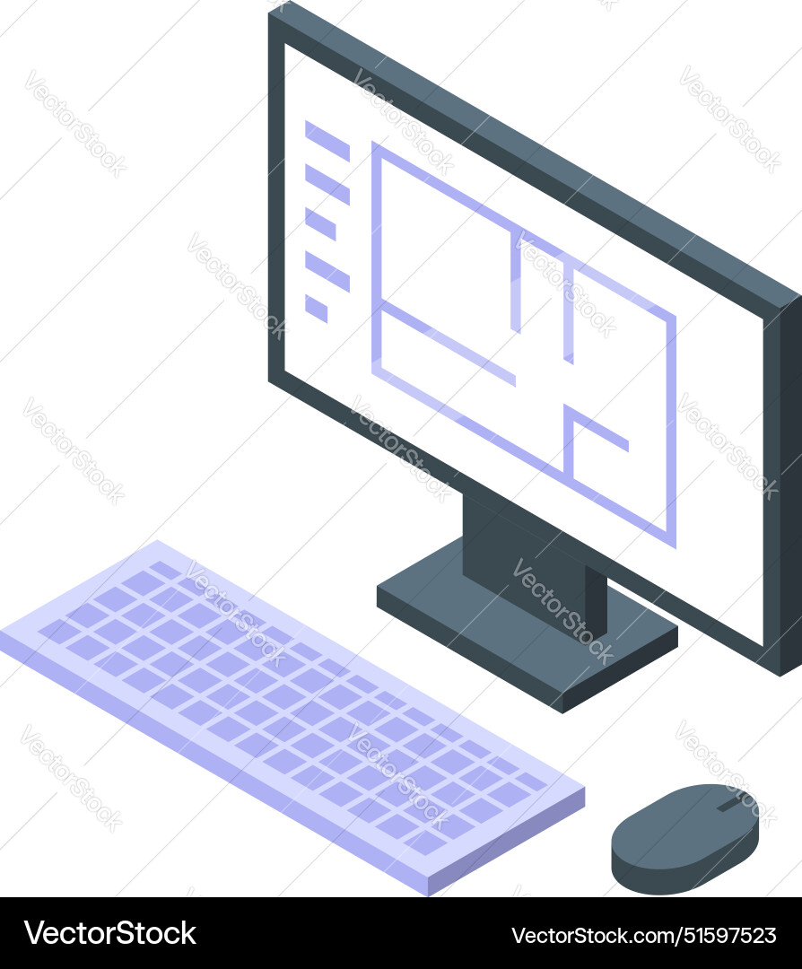 Architect designing house plan on computer using Architect designing house plan on computer using vector image