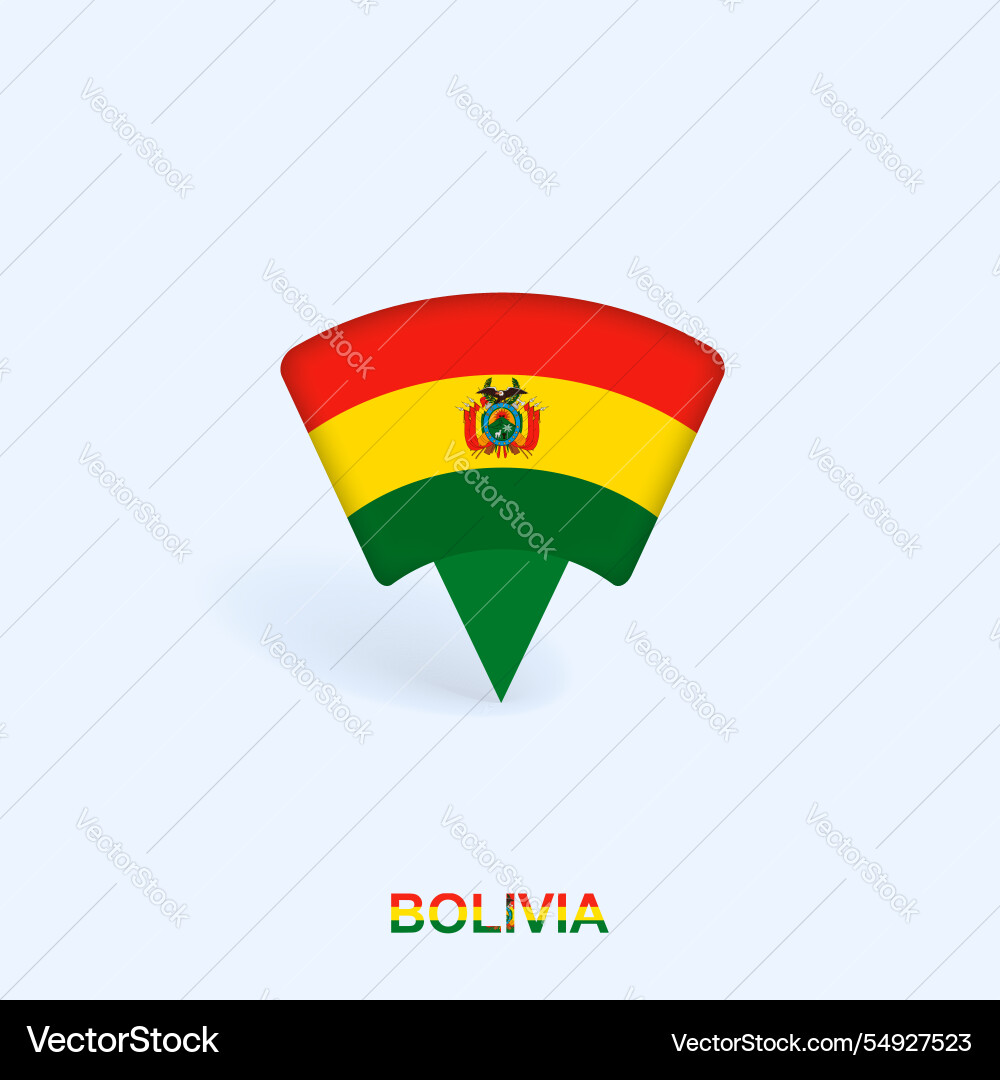 Bolivia flag map pointer design with shadow Bolivia flag map pointer design with shadow vector image