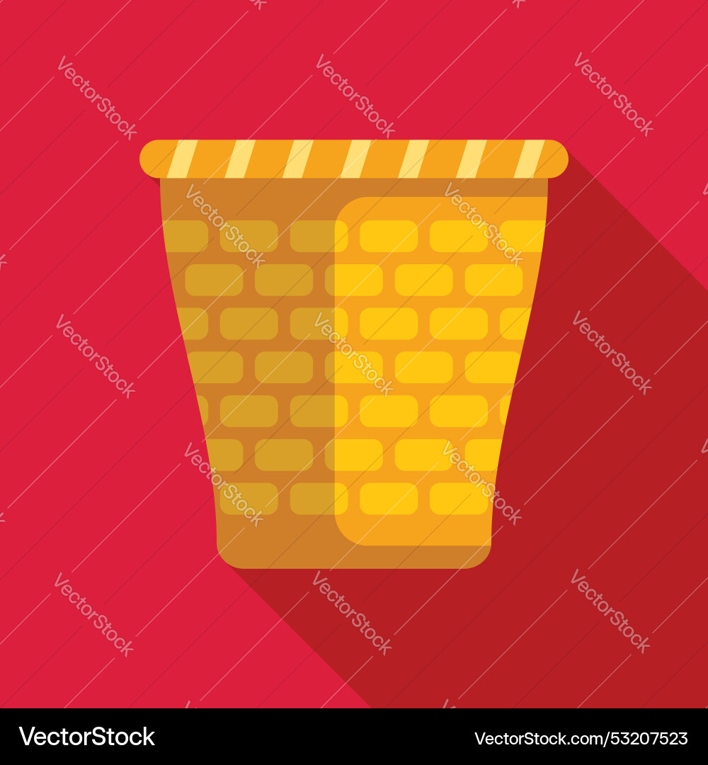 Empty wicker basket with long shadow on red Empty wicker basket with long shadow on red Vector Image