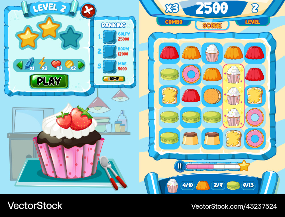 A game background template with elements vector image