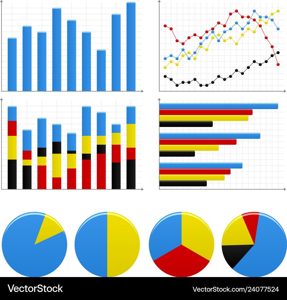 Bar pie graph chart a set of charts Bar pie graph chart a set of charts vector image