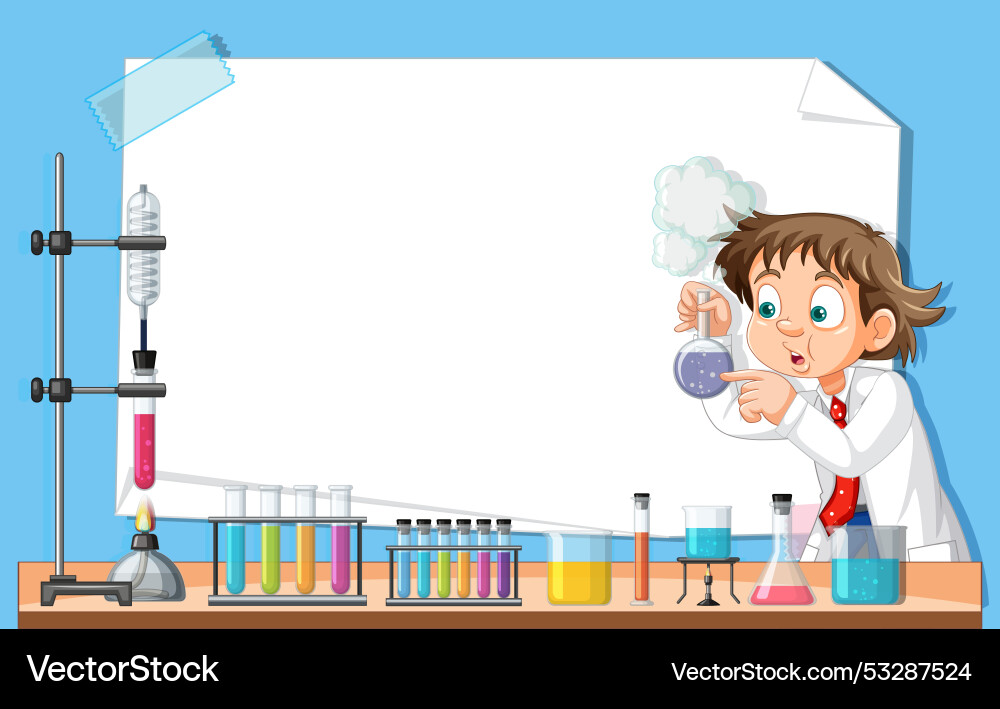 Child conducting experiment with lab equipment Child conducting experiment with lab equipment vector image