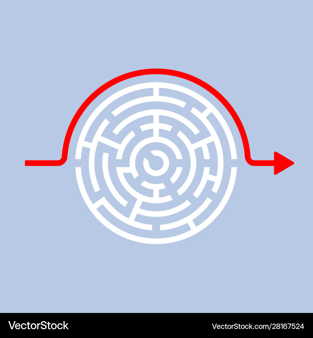 Circular maze with route bypassing solution Circular maze with route bypassing solution vector image