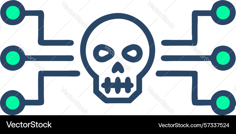 Cyber skull with connected circuit nodes tech vector image