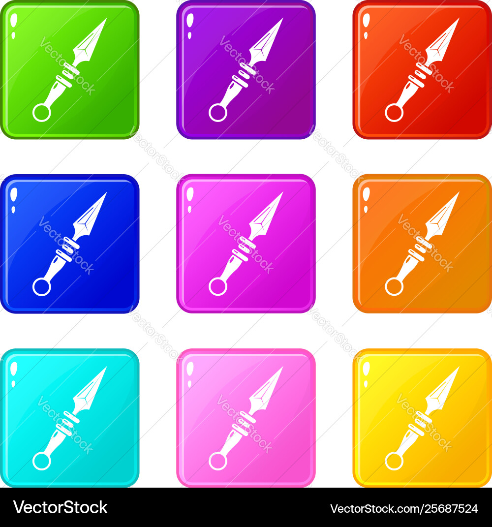 Dagger old icons set 9 color collection Dagger old icons set 9 color collection vector image