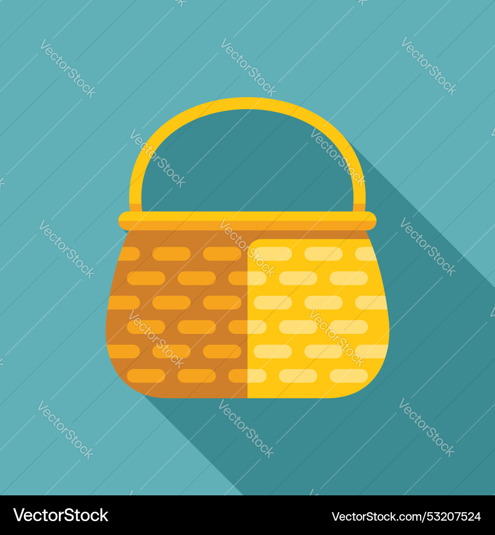 Empty wicker basket icon casting long shadow Empty wicker basket icon casting long shadow vector image