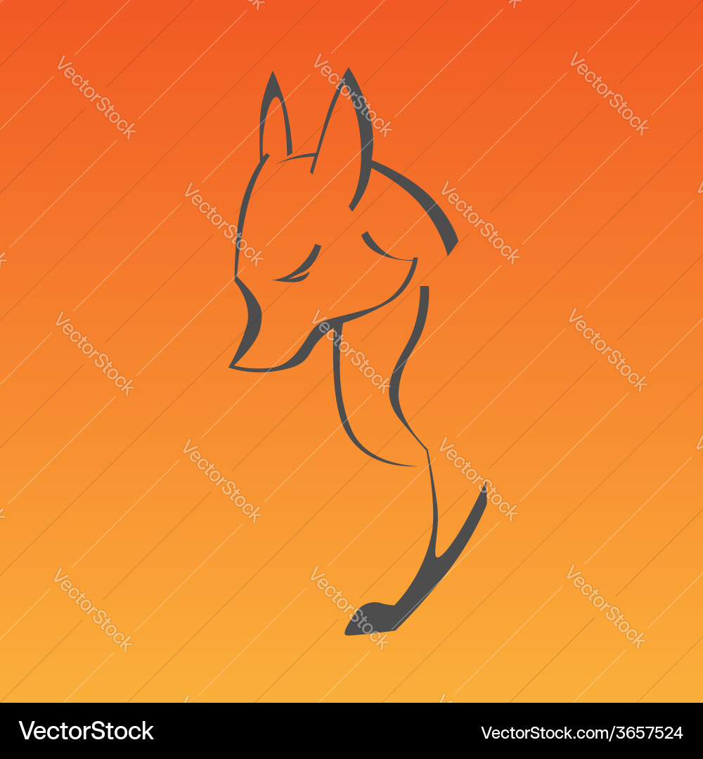 Fox sign in curve lines Vector Image