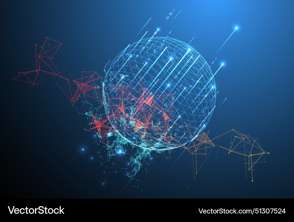 Große Daten numerische Sphäre Thema mit verbunden Große Daten numerische Sphäre Thema mit verbunden Vektorbild