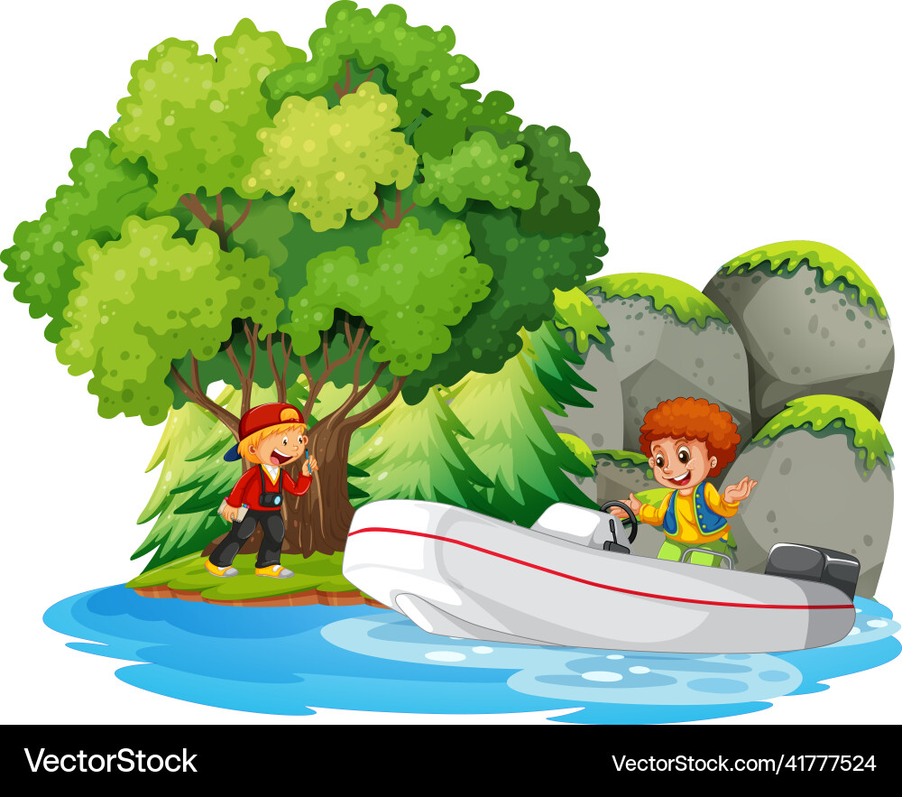 Isolierte Waldszene mit Kinderkarikatur Isolierte Waldszene mit Kinderkarikatur vektorbild