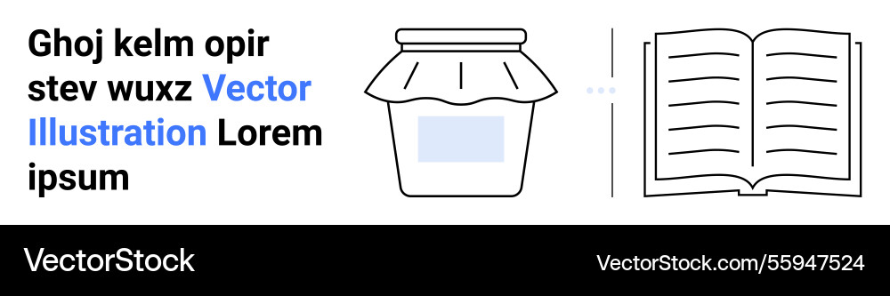 Jar of jam and open book with placeholder text Jar of jam and open book with placeholder text vector image