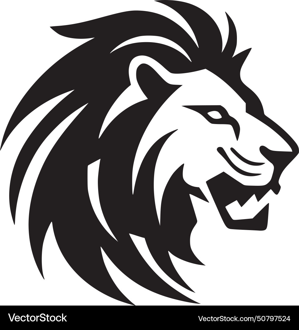Lion - black and white vector image