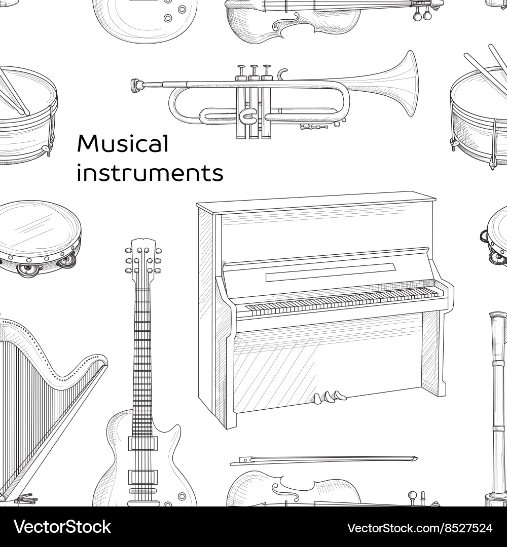 Musical instruments pattern Vector Image