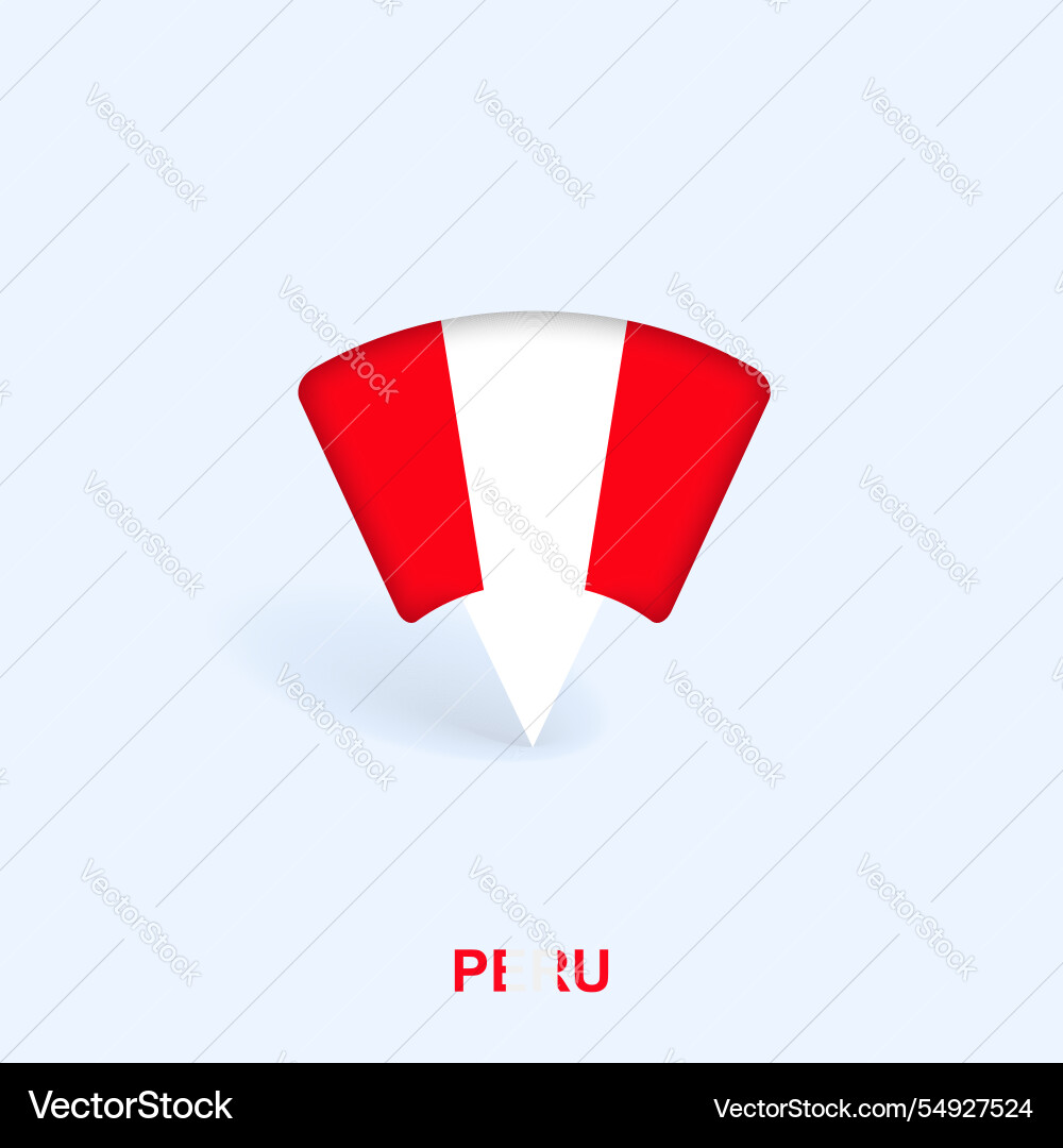 Peru flag map pointer design with shadow Peru flag map pointer design with shadow vector image