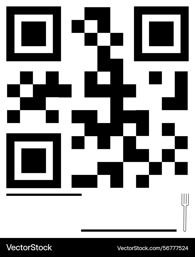 Qr code design featuring minimalist fork icon Qr code design featuring minimalist fork icon vector image