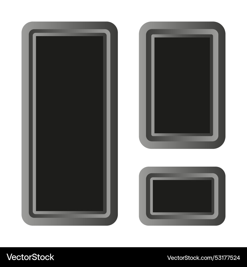 Set of black buttons web shiny 3d icons Vector Image
