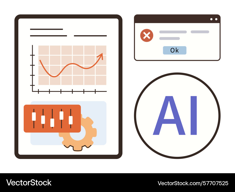 Ai-powered data analysis with graph trends Ai-powered data analysis with graph trends vector image