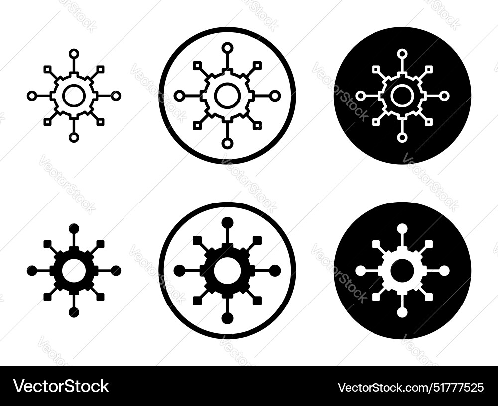 Algorithm icon set black filled and outlined style Algorithm icon set black filled and outlined style vector image