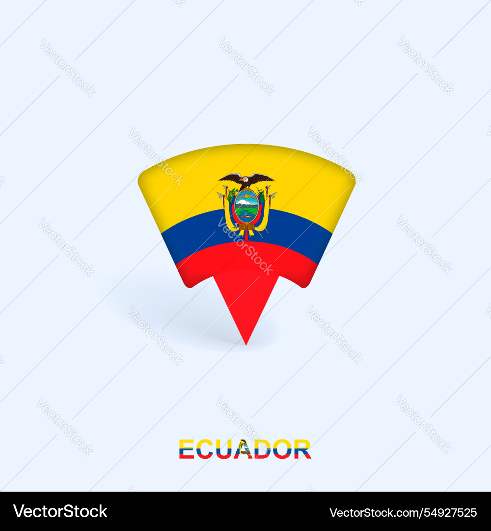 Ecuador flag map pointer design with shadow Ecuador flag map pointer design with shadow vector image