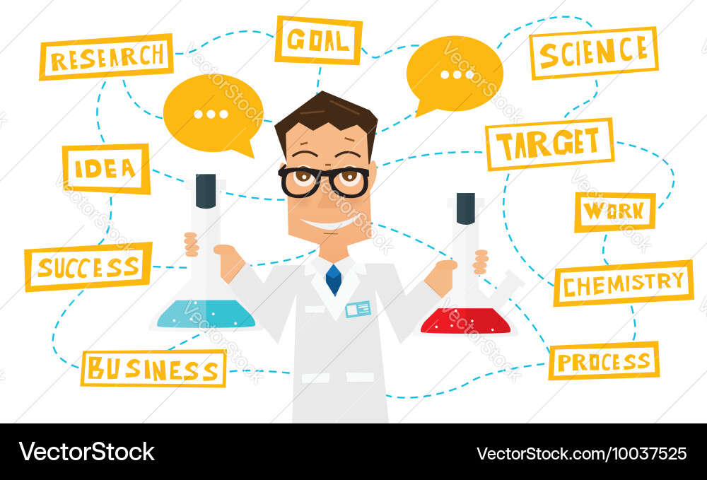 Scientist with lab flask vector image
