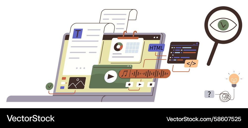 Website development concept with laptop code Website development concept with laptop code Vector Image