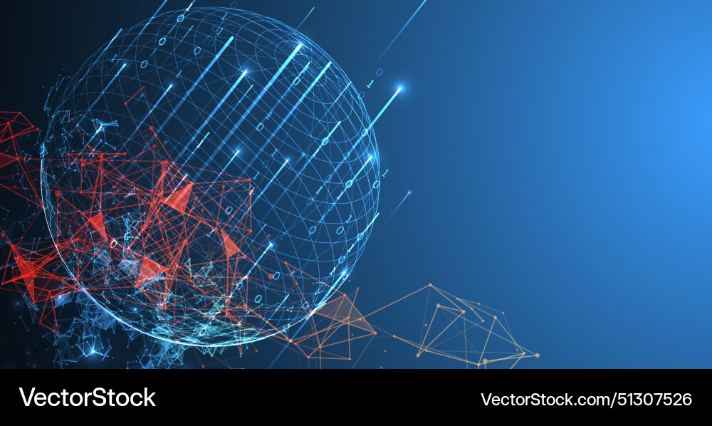 Big data numeric sphere theme with connected Big data numeric sphere theme with connected vector image