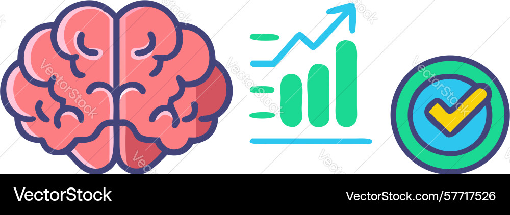 Brain with analytics and checkmark icon design vector image