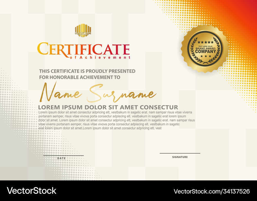 Diagonal Certificate Template - Modern Vector Image