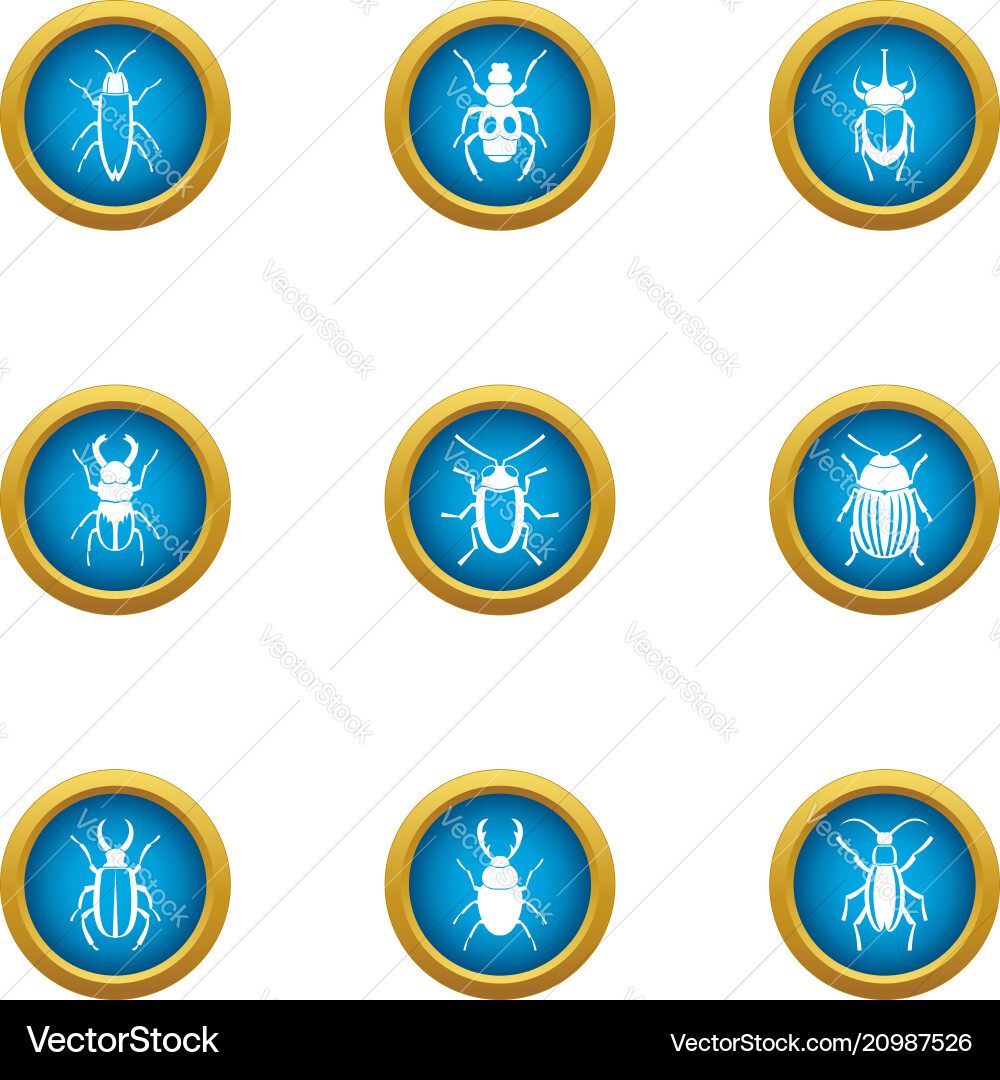 Fear of bug icons set flat style Fear of bug icons set flat style vector image