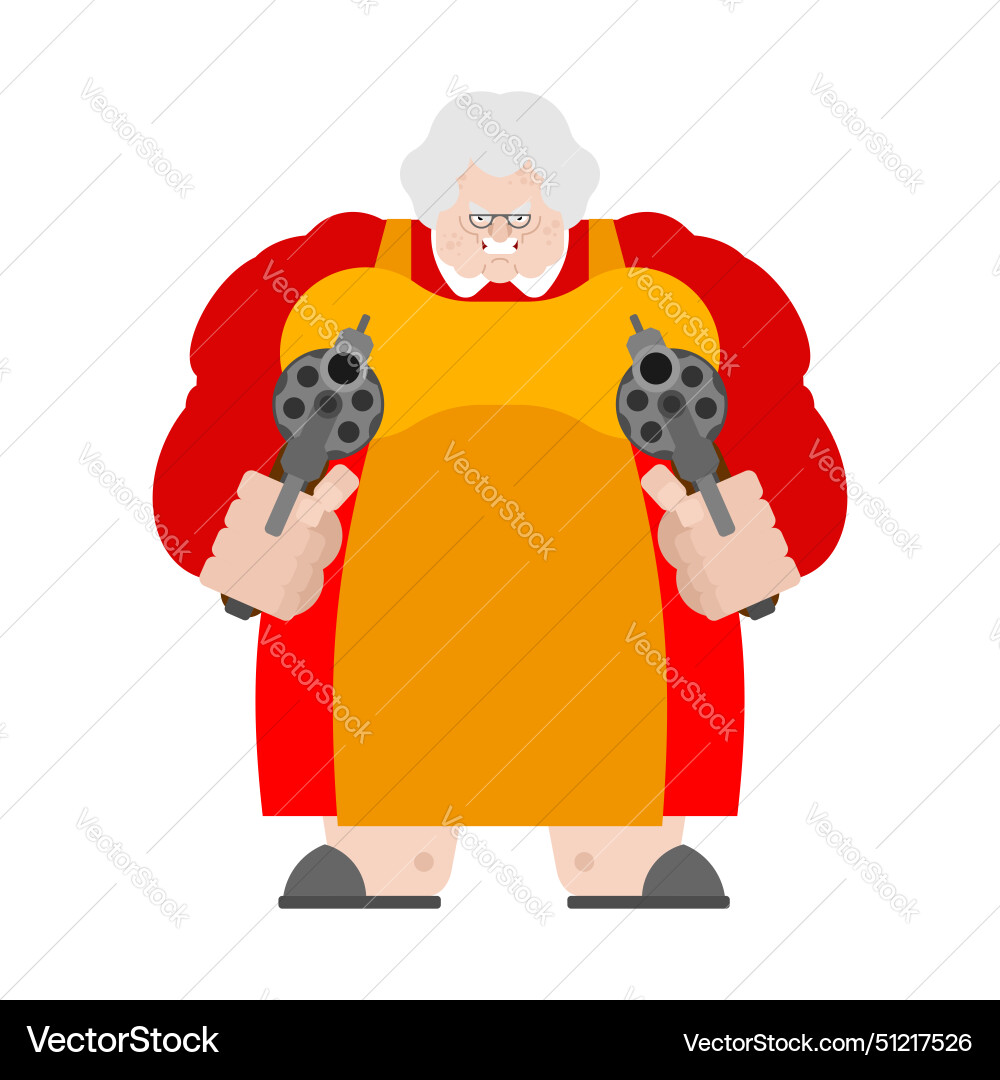 Grandma with gun old woman weapon Grandma with gun old woman weapon vector image