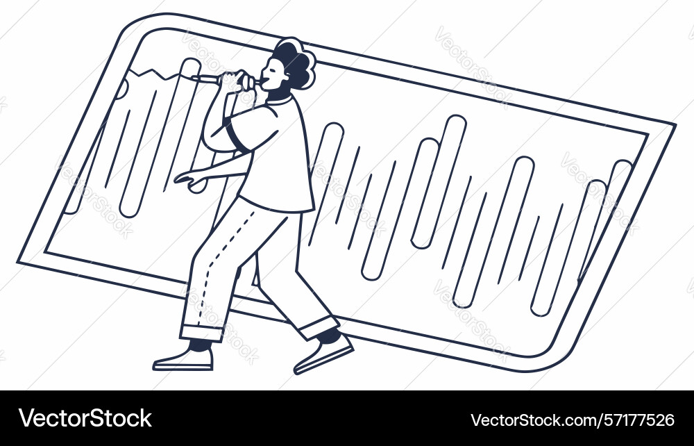 Man carrying sound wave board design generative vector image