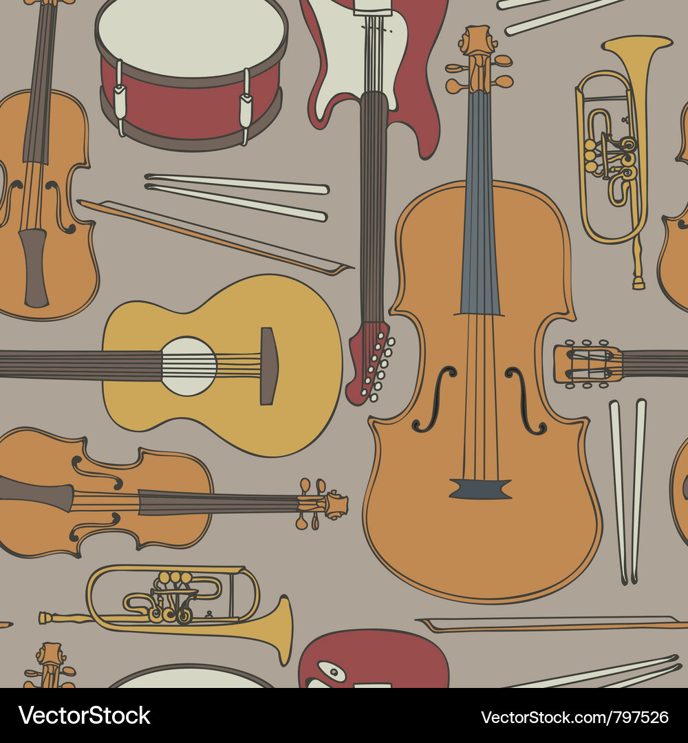 Musical Instruments Seamless Pattern Vector Image