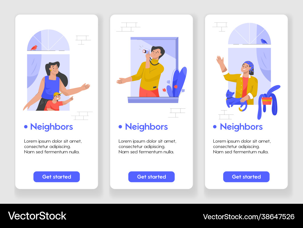 Template design for mobile app page with neighbors Template design for mobile app page with neighbors vector image
