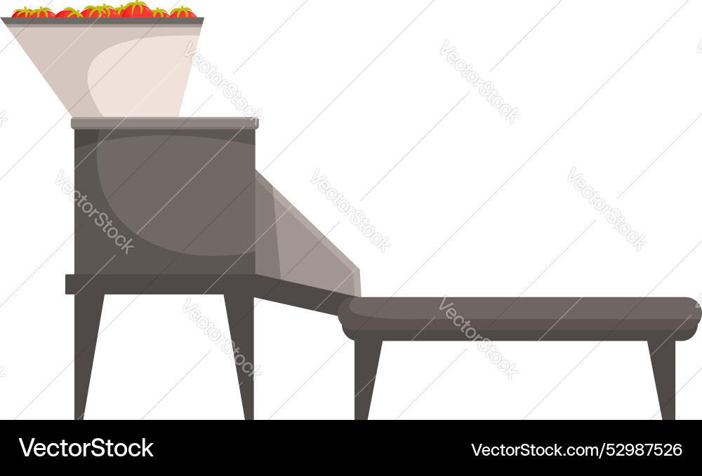 Tomato processing machine sorting fresh tomatoes Tomato processing machine sorting fresh tomatoes vector image