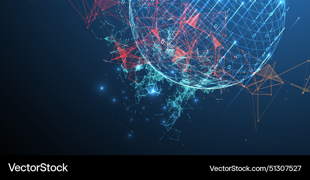 Big data numeric sphere theme with connected Big data numeric sphere theme with connected vector image