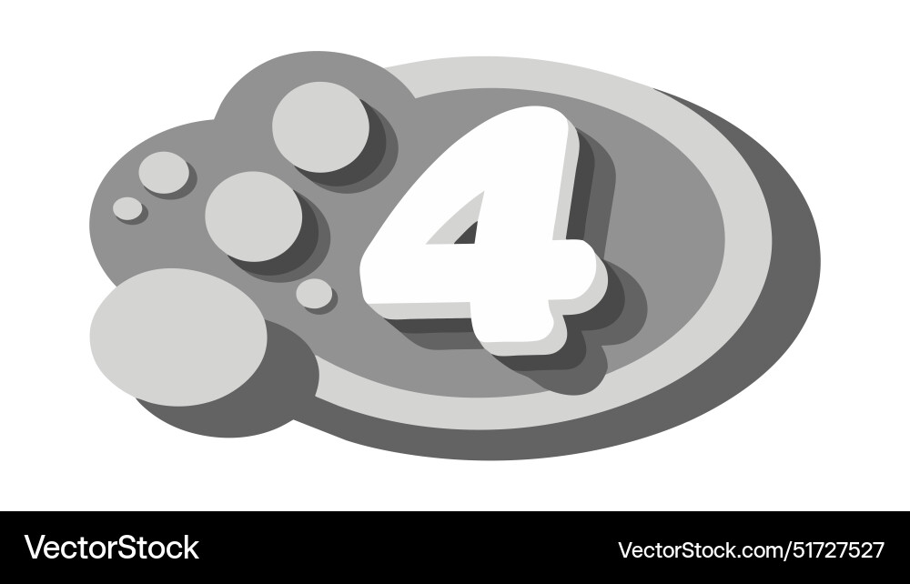Bubble with 3d number 4 shape realistic gray Bubble with 3d number 4 shape realistic gray vector image