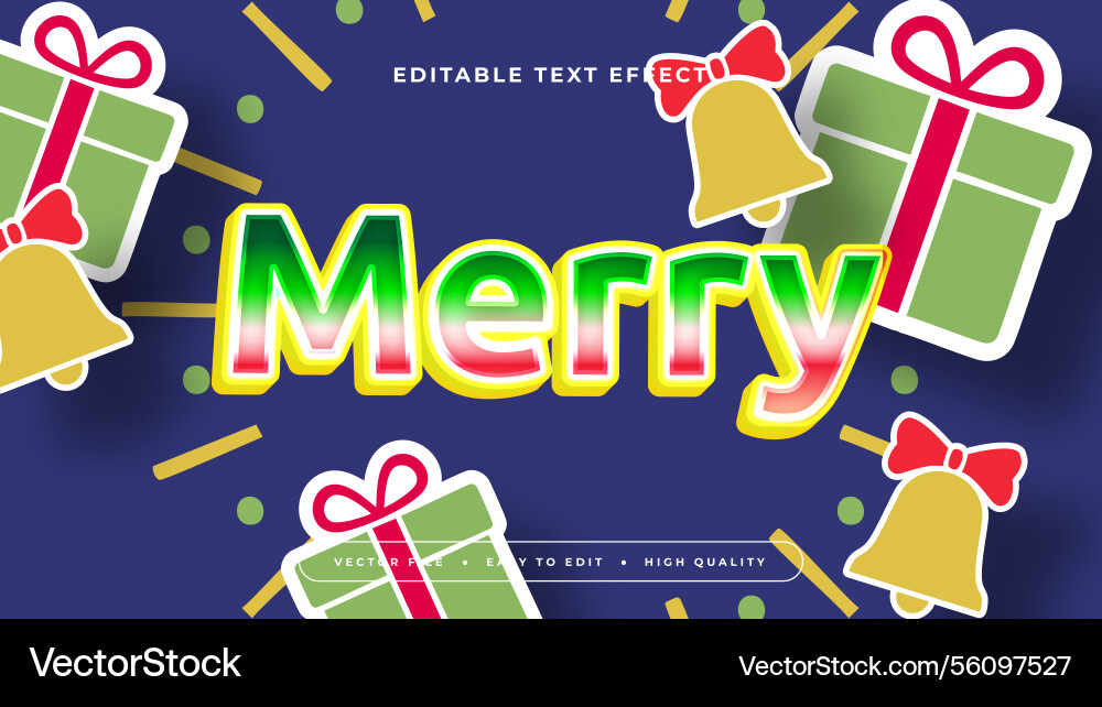 Colorful merry 3d editable text effect - font Colorful merry 3d editable text effect - font vector image