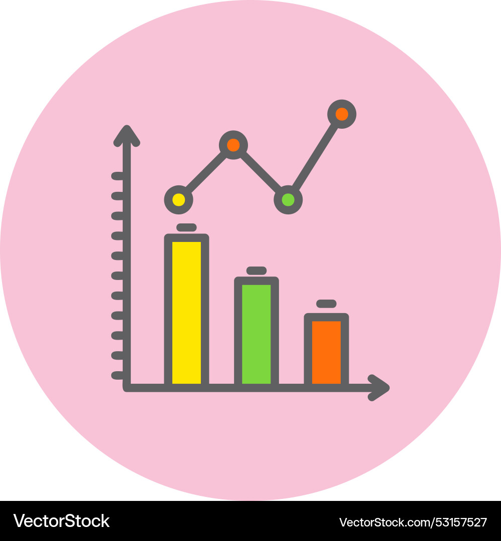 Graph line filled circle icon Vector Image
