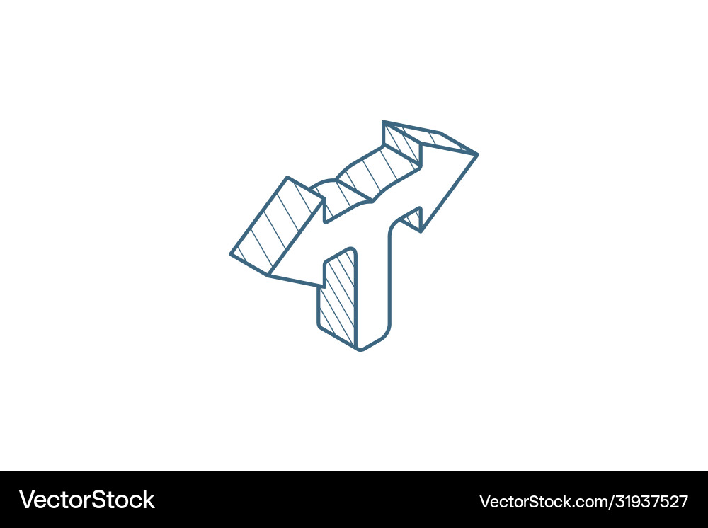 Junction separation two paths ways isometric icon Vector Image