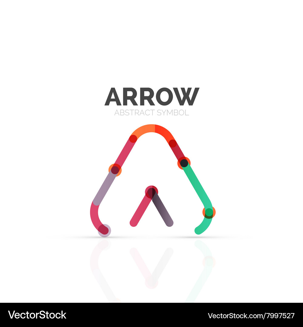 Linear arrow abstract logo connected multicolored Vector Image