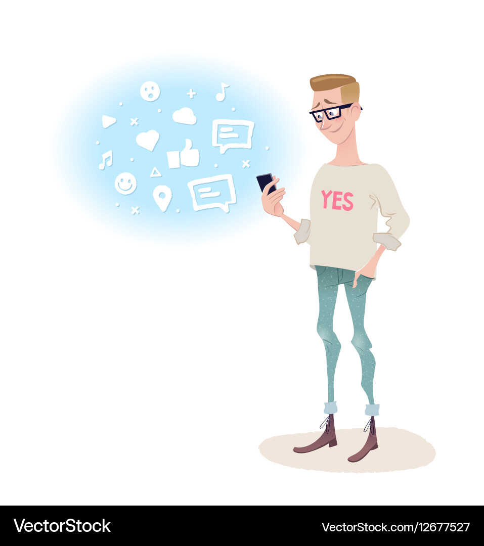 Man Using Smartphone vector image