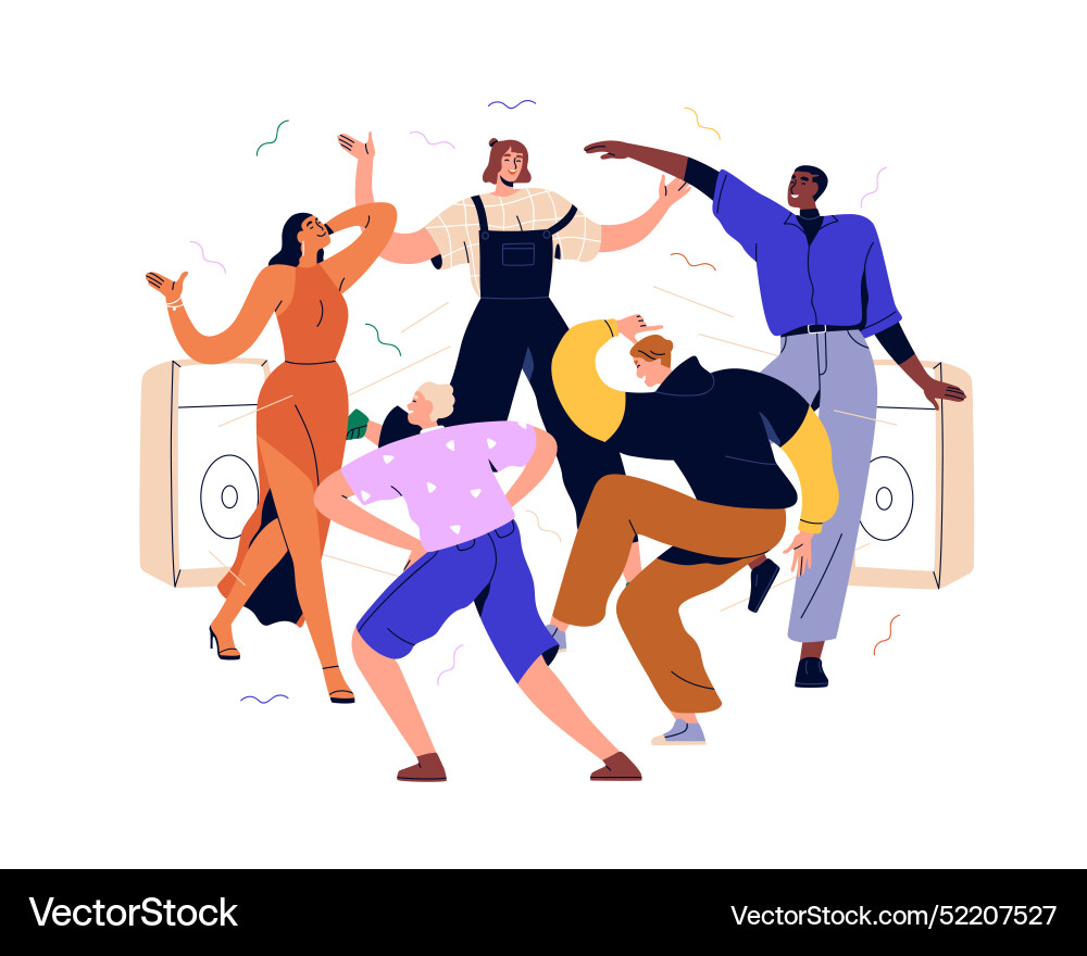 People at disco party happy young men women People at disco party happy young men women vector image