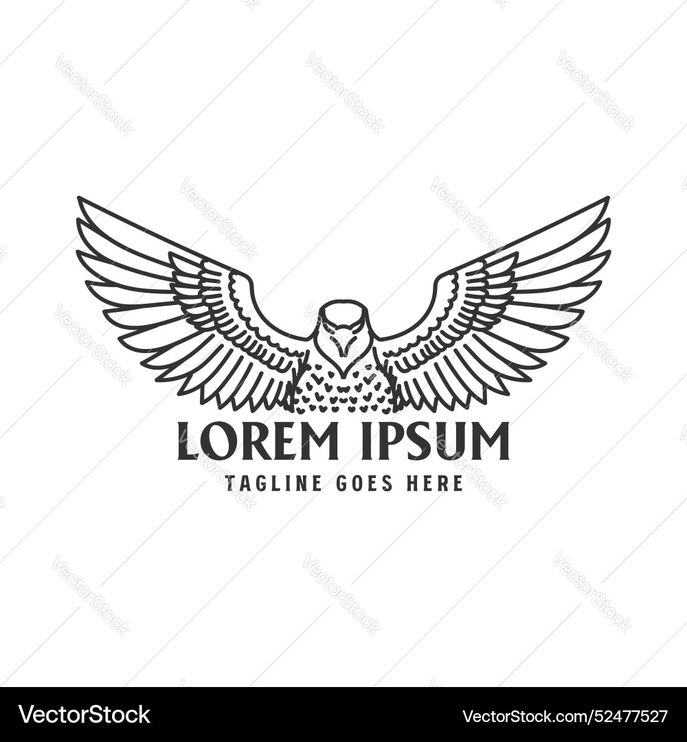 Vintage retro spread wings eagle hawk falcon line Vintage retro spread wings eagle hawk falcon line vector image
