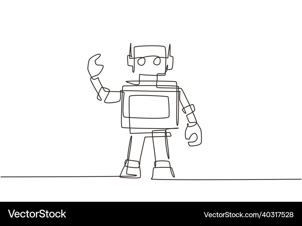 Continuous Line Robot Drawing Vector Image