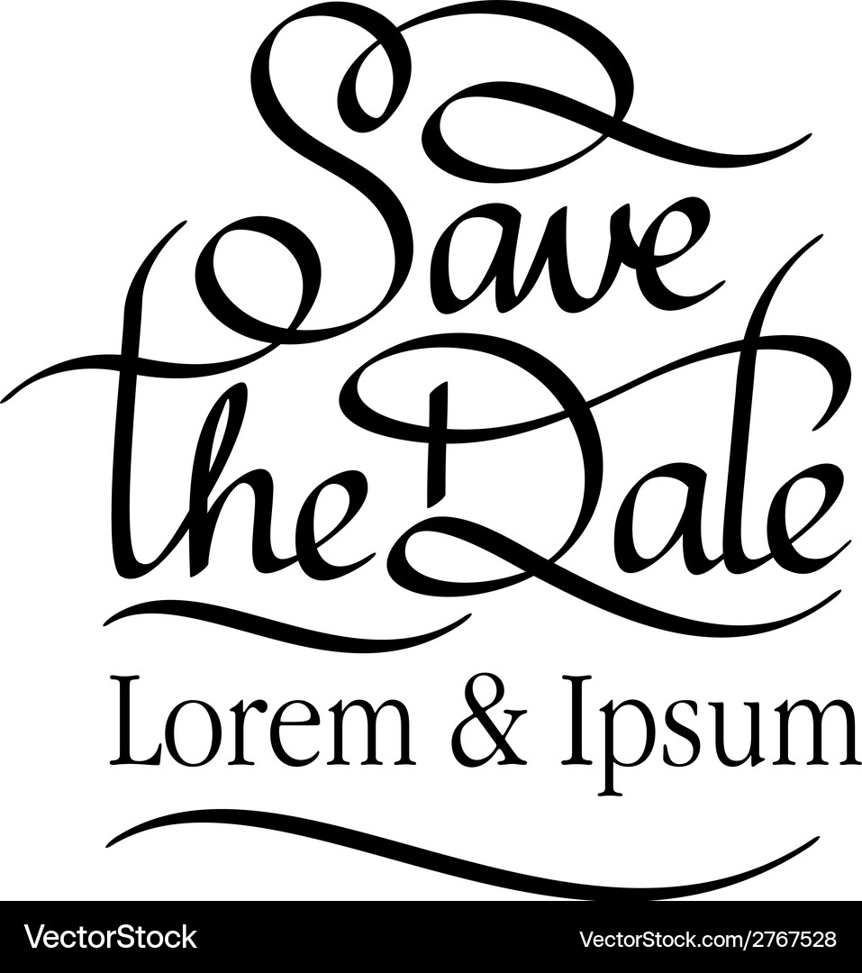 Elegant Save the Date Script Vector Image