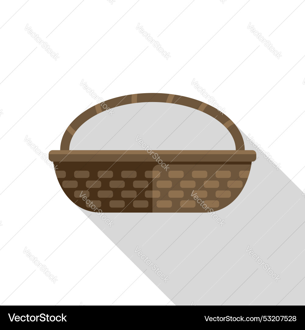 Empty wicker basket with handle casting long vector image