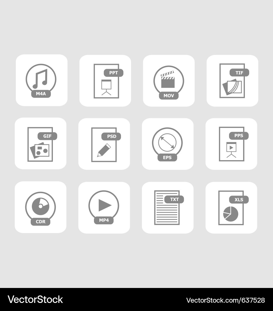 File Format Icon Set vector image