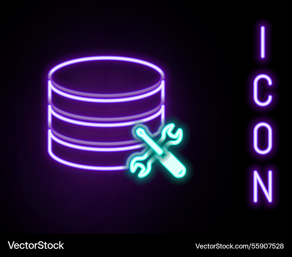 Glowing neon line database server Glowing neon line database server vector image