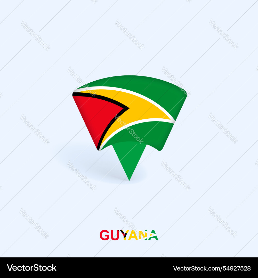 Guyana flag map pointer design with shadow Guyana flag map pointer design with shadow vector image