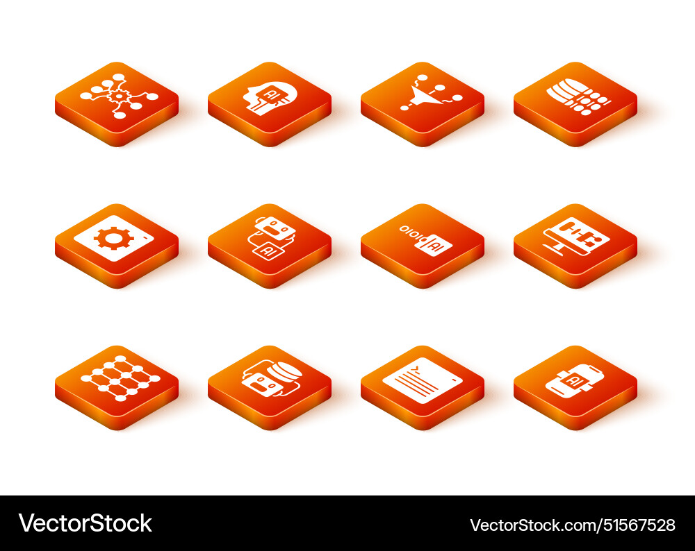 Set neural network artificial intelligence robot Set neural network artificial intelligence robot vector image