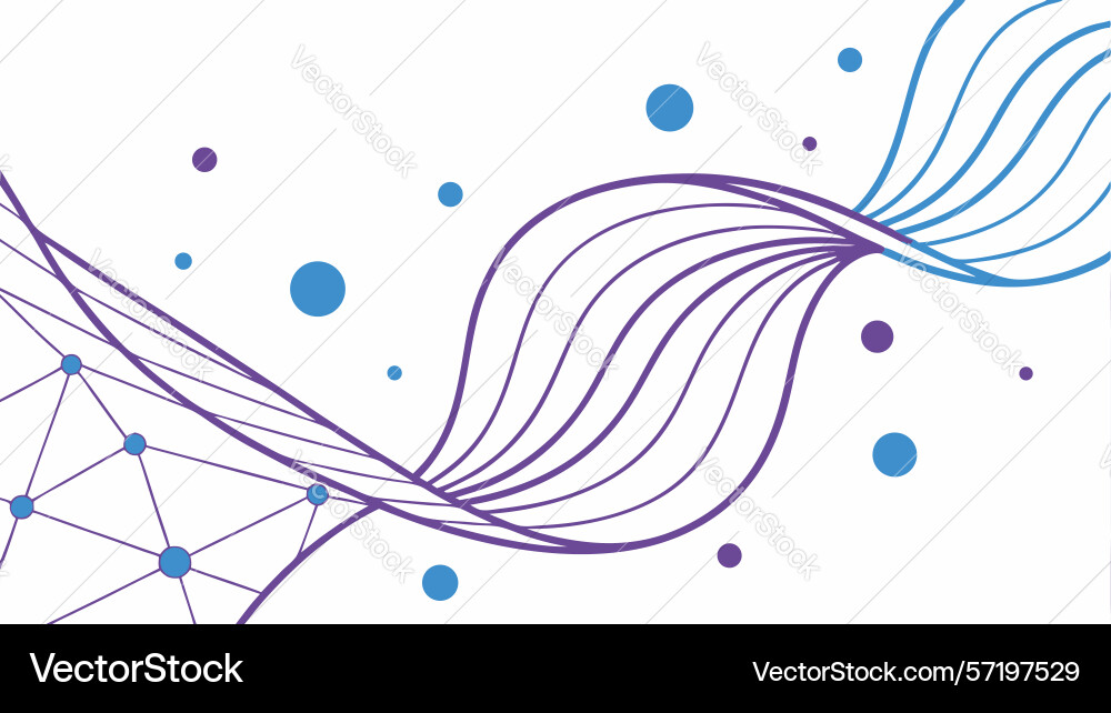 Abstract wavy lines with connected dots network vector image